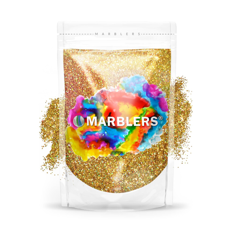 Marblers Gold Holographic Glitter [Holo 24K ] 3Oz (85G) | Fine | Non-Toxic Vegan Cruelty-Free | Face Body Eyeshadow Hair Festival Party Mak