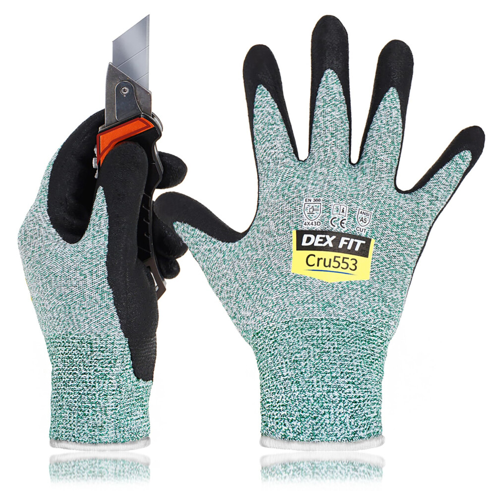 Dex Fit Level 5 Cut Resistant Gloves Cru553-3D-Comfort Fit, Firm Grip, Thin & Lightweight, Touchscreen Compatible, Durable, Breathable, Machine Washab 191876002622