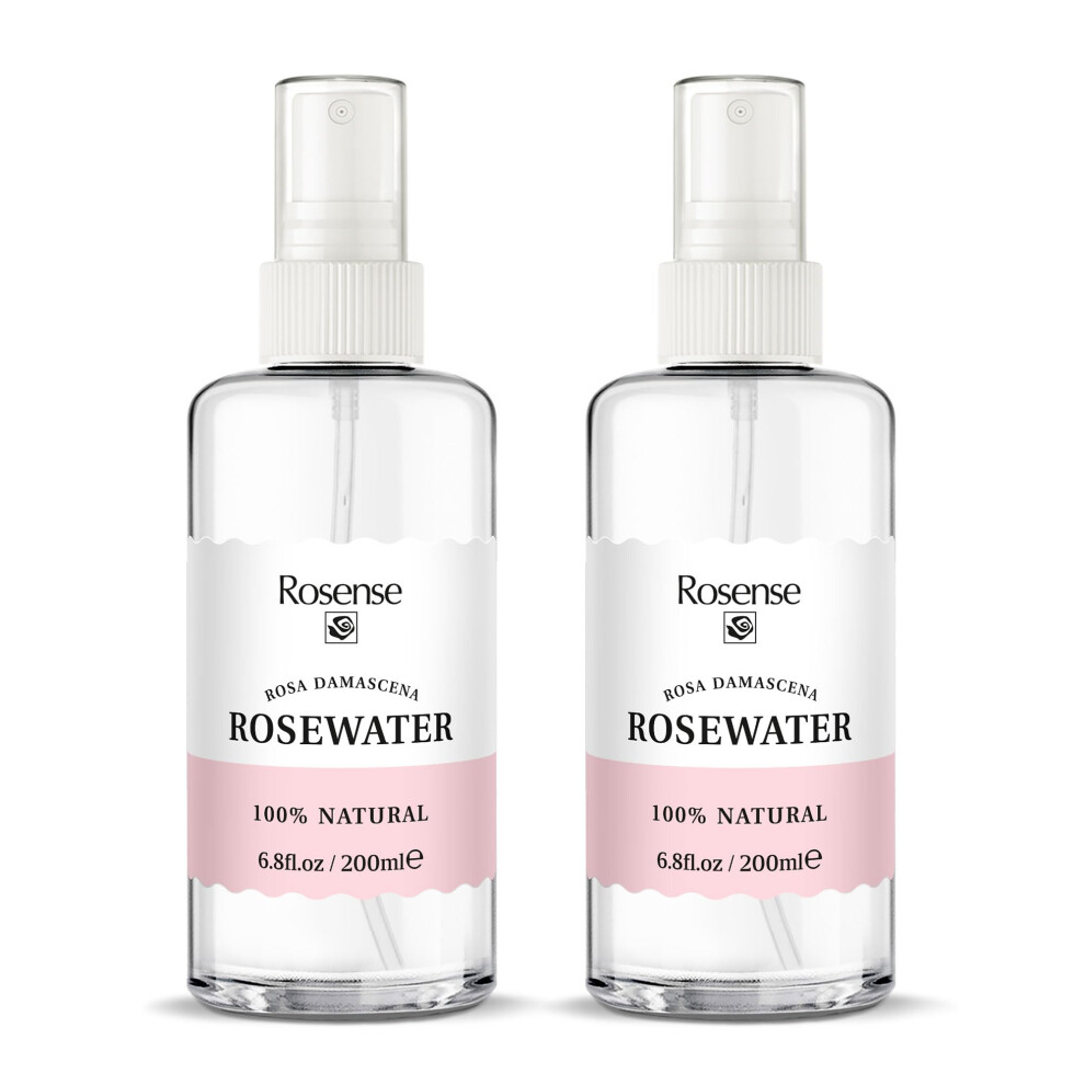 Rosense Rosewater Hydrating Facial Toner/Rose Water Face Mist (6.8 Oz) 2-Pack