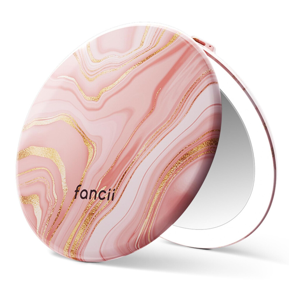 Fancii Taylor Led Lighted Travel Makeup Mirror Rechargeable 10X /1X Magnifying Tru-Glow Lighting System Xl Large 5 Wide | Compact Mirror For