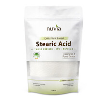 Stearic Acid - 100% Plant Based, Food Grade, Triple Pressed, Certified Sustainable, by Nuvia Organics; 8oz