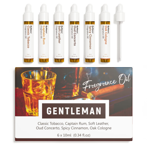 Benatu Gentleman Premium Doftoljor Set för Diffuser, Ljus, Tvål - Herrdoft Aromaterapi Present för Hemmet