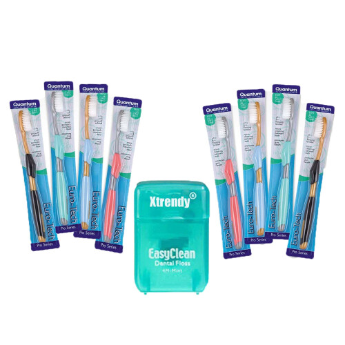 XTRENDY Cepillo de Dientes Extra Suave, 8 Pack con Mango Slim y Descanso para Dedo