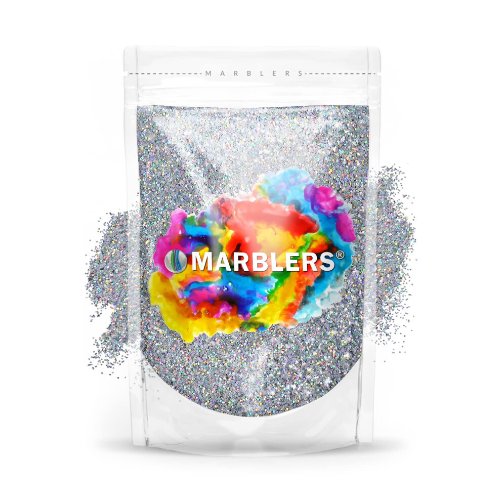 Marblers Holographic Glitter [Holo Silver] 3Oz (85G) | Fine | Non-Toxic, Vegan, Cruelty-Free | Face, Body, Eyeshadow, Hair, Festival, Party Makeup | N