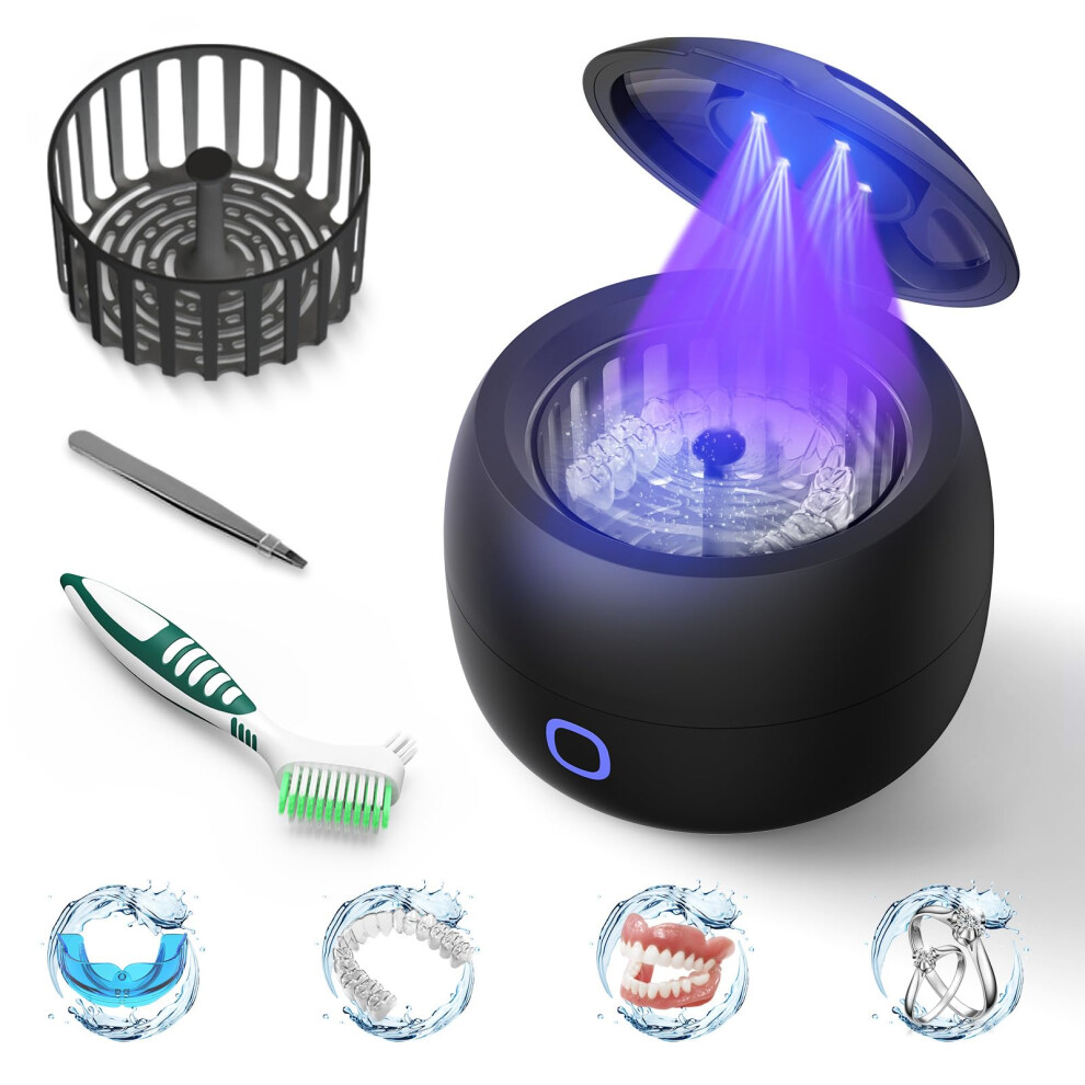 Zyrex Upgraded Ultrasonic Retainer Cleaner 45Khz Retainer Cleaner Machine For Denture Cleaner Retainer Cleaner Mouth Guard Cleaner Night Guard Clea