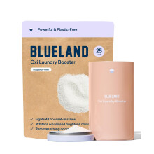 BLUELAND Oxi Laundry Booster Zestaw startowy w proszku Bezzapachowy 25 ladunkw 17,6 uncji z cyna Nie zawiera plastiku Ekologiczny srodek czyszczacy