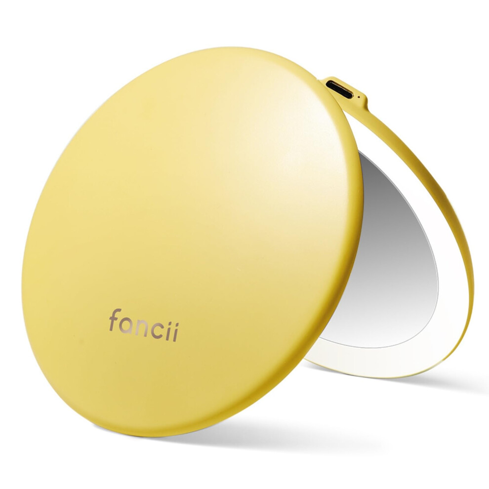 Fancii Taylor Travel Makeup Mirror With Led Light Rechargeable 10X /1X Magnifying Tru-Glow Lighting System Xl Large 5 Wide | Compact Mirror