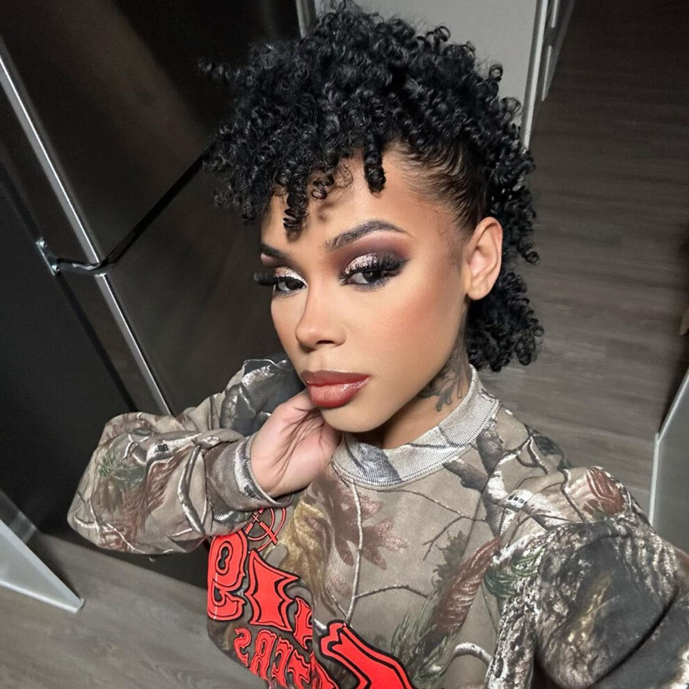 Cinhoo Jerry Curls Mohawk High Puff Hair Bun Coily Hair Ponytail Drawstring With Bangs Synthetic Fauxhawks Afro High Puff Kinky Curly Pony Tail Clip I