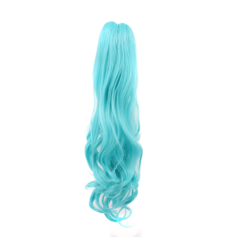 Karlery Curly Clip In Thick Claw Drawstring Ponytail Multi-Colored Hair Pony Tail Hair Extension (Lake Blue)