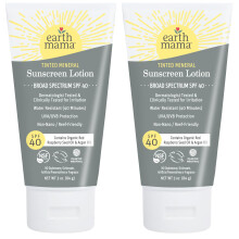 Earth Mama Tinted Mineral Sunscreen Lotion SPF 40 Indeholder organisk argan og rd hindbrfrolie 3-ounce 2-pak