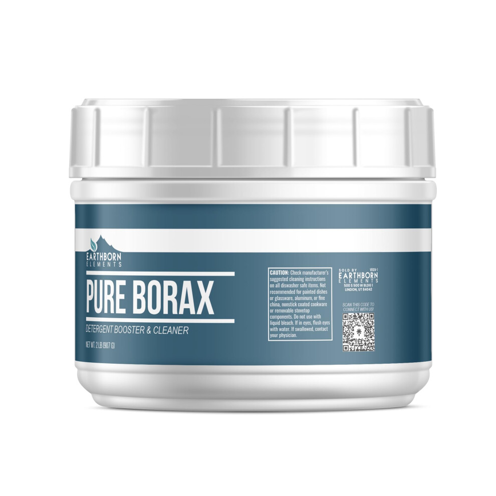 Earthborn Elements Borax Powder (2 Lb) Multipurpose Cleaner & Detergent Booster Resealable Tub