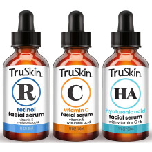 TruSkin Face Serum Trio  Hyaluronsure, Vitamin C und Retinol-Serum fr das Gesicht  Anti-Aging-Hautpflegeset fr Frauen  Hautpflege fr strahlend