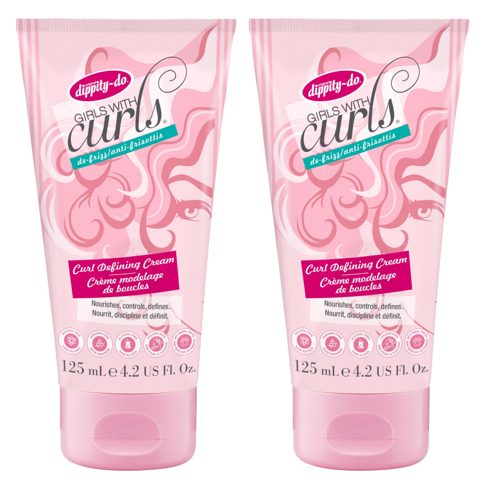 Dippity Do Cream Girls With Curls Leave-In Curl Defining - Anti-Frizz Styling For Curly & Wavy Hair - Includes Shea Butter & Coconut Oil To
