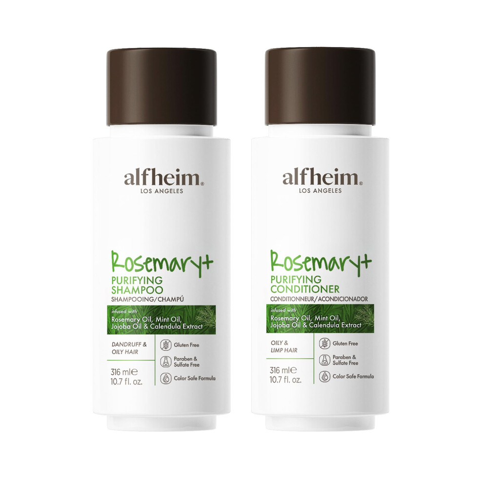 Alfheim Rosemary+ Purifying Shampoo & Conditioner Set | Rosemary & Peppermint Oil For Scalp Refresh & Oil Control | Jojoba & Calendula For Hydrat