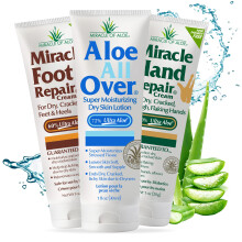 Das 3er-Pack Miracle of Aloe Sortiment umfasst jeweils 1-Unzen-Tuben von Miracle Foot Repair, Miracle Hand Repair und Aloe All Over.