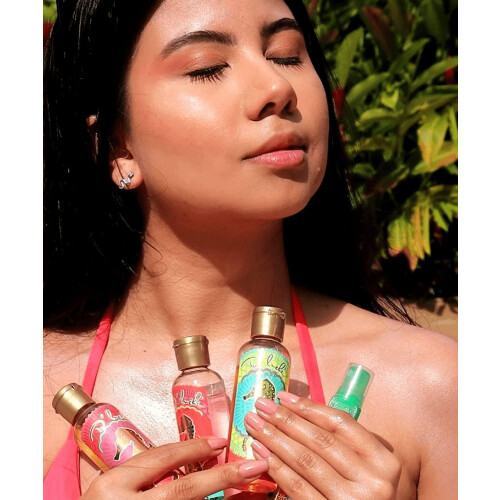 Mini kit de bronzeamento D'Luchi enriquecido com colgeno e vitamina E, cenoura, coco, amndoa, loo bronzeadora e loo corporal dourada, conju 2