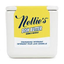 Nellie's Dish Butter - Zero-Waste Alternative to Liquid Dish Soap with Reusable Ceramic Container (White) - Light Lemongrass Scent - Plastic-Free