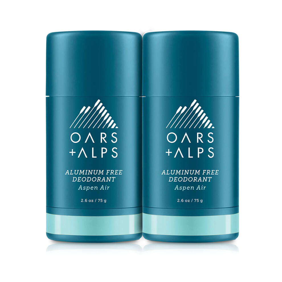 Oars + Alps Aluminum Free Deodorant For Men And Women, Dermatologist Tested And Made With Clean Ingredients, Travel Size, Aspen Air, 2 Pack, 2.6 Oz Ea