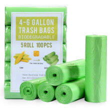 Small Trash Bags 4 Gallon Biodegradable Unscented Recycling Garbage Bags Strong Tear & Leak Resistant Eco-Friendly Compostable Trash Can Wasteb