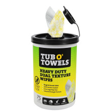 Tub O -pyyhkeet TW75 Heavy Duty 10"""" x 12"""" kokoiset usean pinnan puhdistuspyyhkeet, kaksoisrakenne 75 kpl per kanisteri