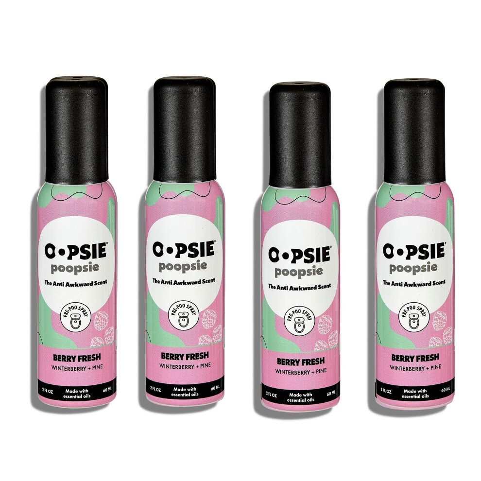Oopsie Poopsie Pre Poop Spray - 4 Pack Natural Pre Poo Toilet Spray for Bathrooms  Trap Odors & Eliminate Embarrassment  2oz Travel Size Pre Poo-image-OPC-PHXT8VV-NEW