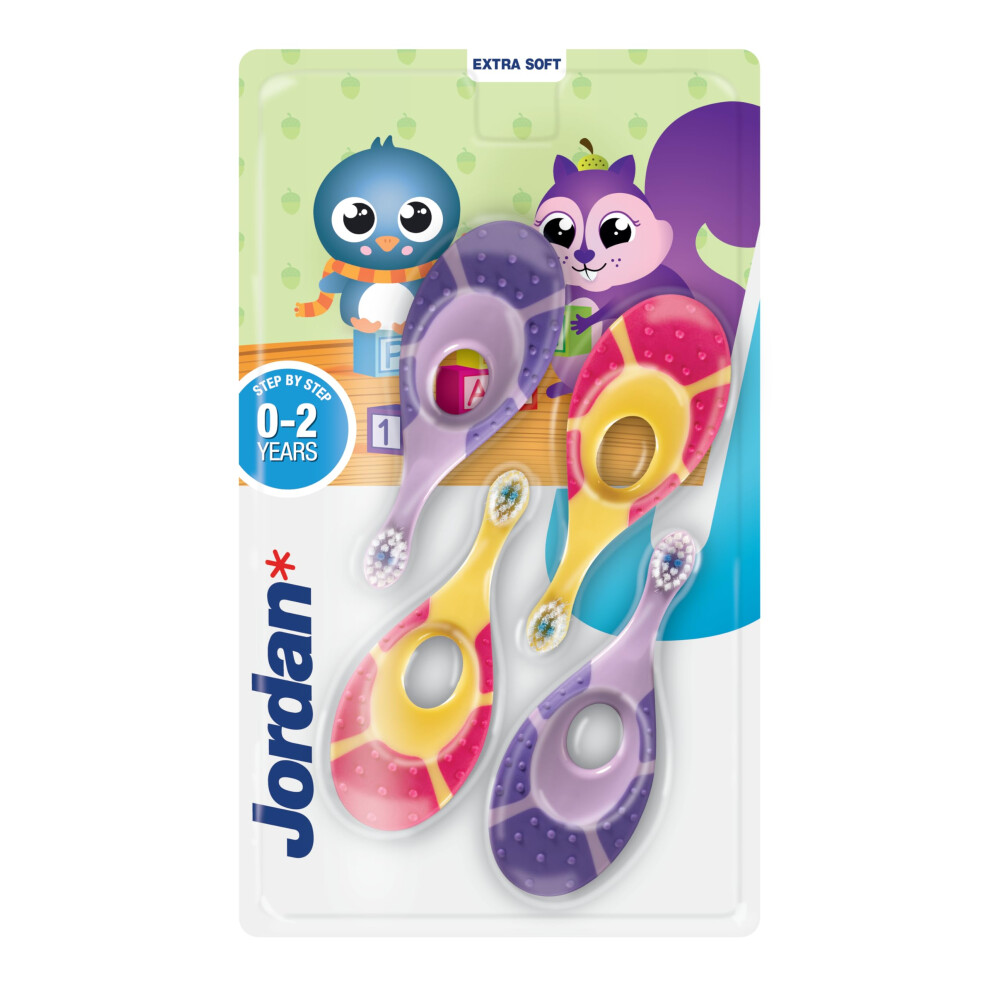 Jordan* ? | Step 1 Baby Toothbrush | 0-2 Years Soft Bristles Bpa Free | Pink & Purple | 4 Pack