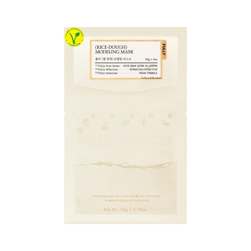 Fully Rice Dough Facial Modeling Mask Instant Hydration Boost Radiance Boost Skin Moisture Barrier Nourishing Vegan Hyaluronic Acid Rice Br