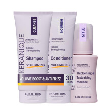 Keranique VOLUME BOOST & STYLE TRAVEL KIT - Sistema de proteo trmica anti-frizz para mulheres com cabelos ralos - Inclui shampoo, condicionado