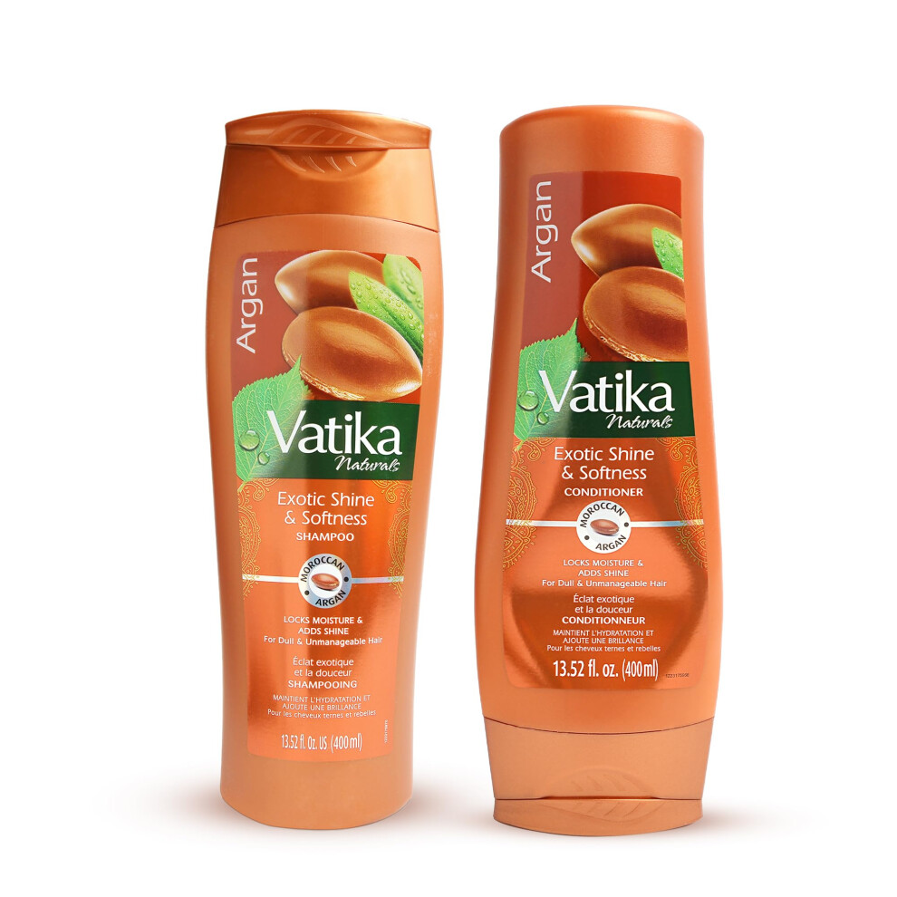 Vatika Naturals Argan Shampoo & Conditioner Combo 400 Ml For Damaged Hair Nourishes & Restores Lost Moisture Argan Oil & Henna Extracts Sulf