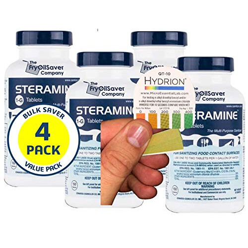 PACK DE 4 comprim   s de d   sinfection steramine avec 30x QT-10 Brouilles de test st   rilines Solution de contact     plusieurs usage