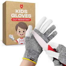 NoCry Kids Snijbestendige Handschoenen met 3 Versterkte Vingers - 100% Food Grade Kinder Kookhandschoenen met Niveau 5 Bescherming - Lichtgewicht