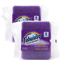 Fabuloso Sponges Purple 6 CT | Purple Scratch-Free Sponges for Dishes and Surfaces | Purple Dishwashing Sponges from Fabuloso for Bold and Bright