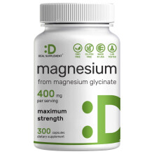 Magnesiumglycinat 400 mg | Elementares Magnesium 300 Kapseln | Chelatisiert fr einfache Aufnahme | Hochgereinigtes essentielles Spurenelement