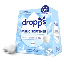 Dropps Laundry Fabric Softener Pods Unscented (64 Pods) - Fabric Softener Liquid Pods for Fluffy Soft Fabrics - HE Compatible Mineral Based Ing