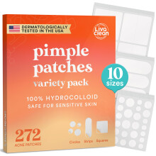 LivaClean 272 CT Puistjespleisters Variatiepakket Hydrocollodpleisters - Acnepleister XL Groot puistjesverband voor gezicht Acnepleister XL