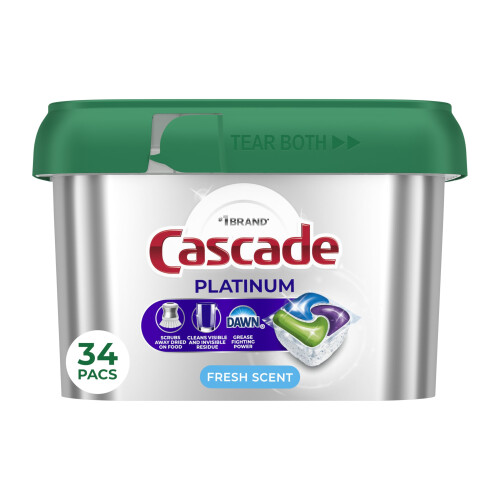 Cascade Platinum Vaatwas Pods, Vaatwasmiddel, 34 stuks