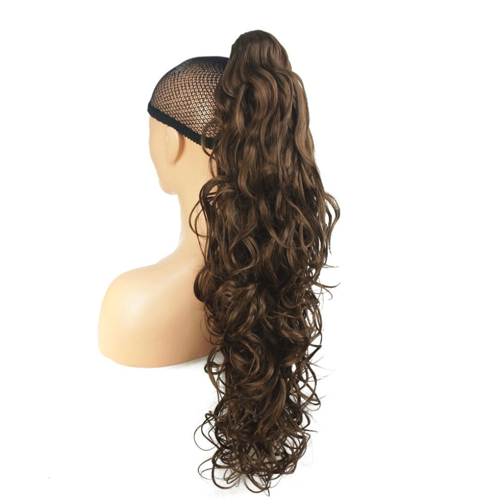 Lydell Unisex Brown 30"""" Long Curly Styled Clip In Claw Ponytail Hair Extension Synthetic Hairpiece 280G With A Jaw/Claw Clip (10 Light Ash )