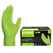 GLOVEWORKS HD Gr?n Nitril industrielle engangshandsker 8 Mil latexfri h?vet diamantstruktur XX-stor ?ske med 100 stk.