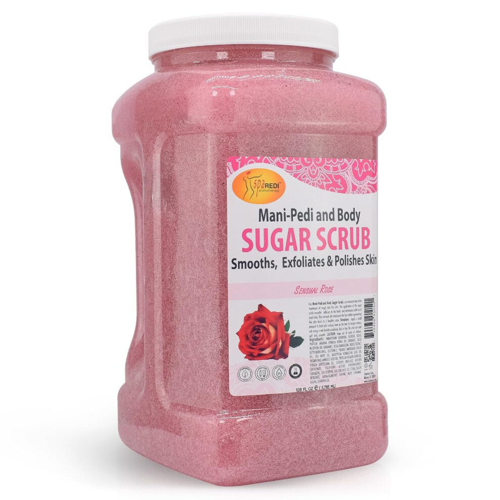 Spa Redi - Sugar Body Scrub Sensual Rose 128 Oz - Exfoliating Moisturizing Hydrating And Nourishing Glow Polish Smooth And Fresh Skin - Bod