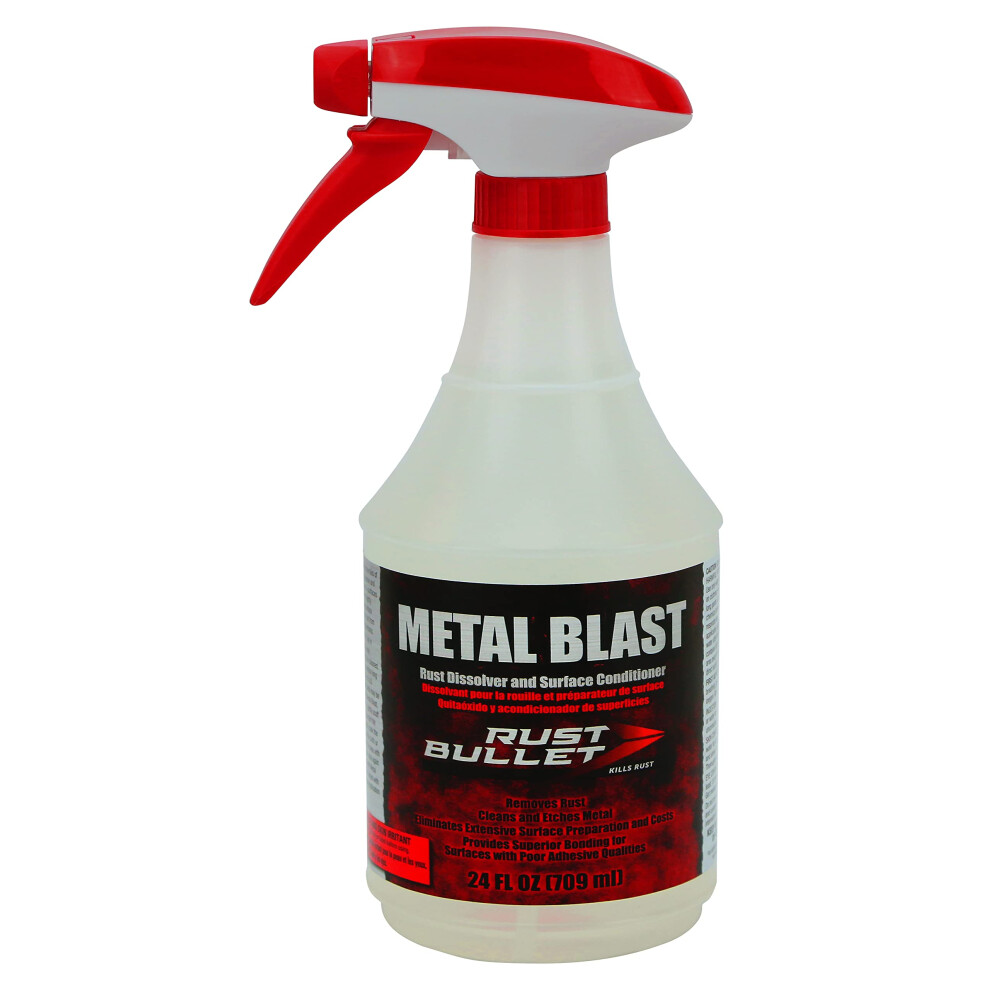 RUST BULLET Metal Blast Rust Remover Spray 24 oz - Metal Cleaner & Conditioner for Rust Treatment - Car Rust Cleaner - Removes Rust Grease for B