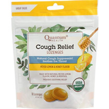 Quantum Health, Hustenlindernde Lutschtabletten, Meyer-Zitrone & Honig, 18 Lutschtabletten