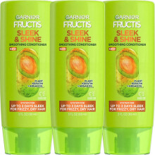 Garnier Fructis Sleek & Shine Travel Conditioner, 3 Pack, Smoothing Fortifying Conditioner, Long Lasting Frizz Control for Dry Unmanageable Hair, With