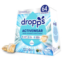 Kapsulki do detergentu do prania Dropps Activewear, bezzapachowe (64 szt.) - Biopochodne, mocne kapsulki do prania zwalczaja trudne plamy i zapac