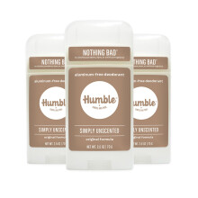 HUMBLE BRANDS Original Formula Aluminiumfreies Deodorant. Langanhaltende Geruchskontrolle mit Backpulver, einfach unparfmiert, 3er-Pack