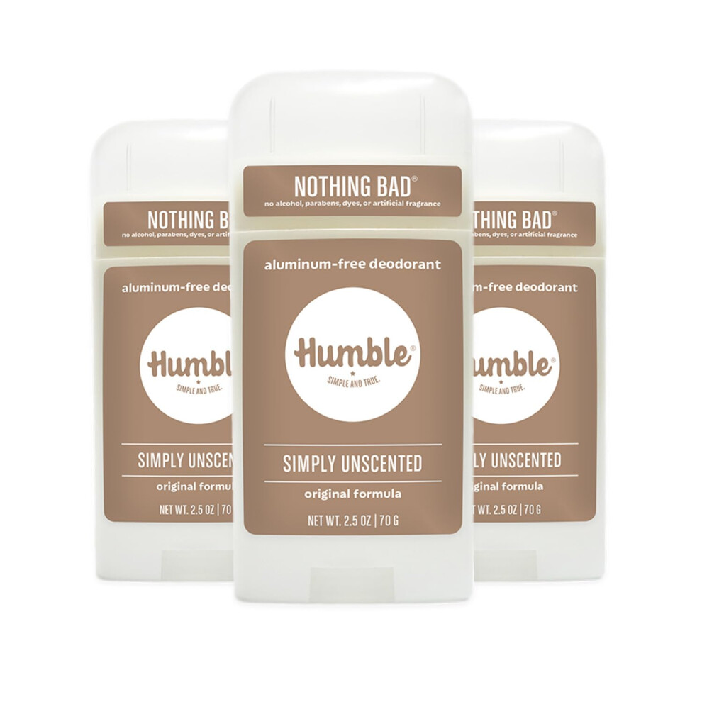 Humble Simple And Tr Humble Brands Original Formula Aluminum-Free Deodorant. Long Lasting Odor Control With Baking Soda Simply Unscented Pack Of 3