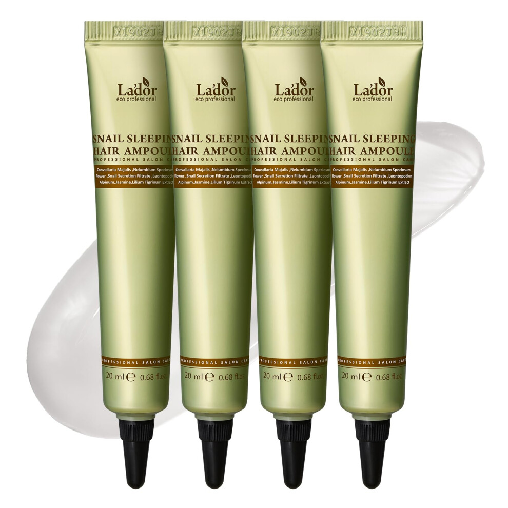 La'dor Snail Sleeping Hair Ampoule Serum - Intensive Overnight Leave-In Mask - Treatment For Frizzy Dry Damaged Thinning Hair Korean Haircare Lad