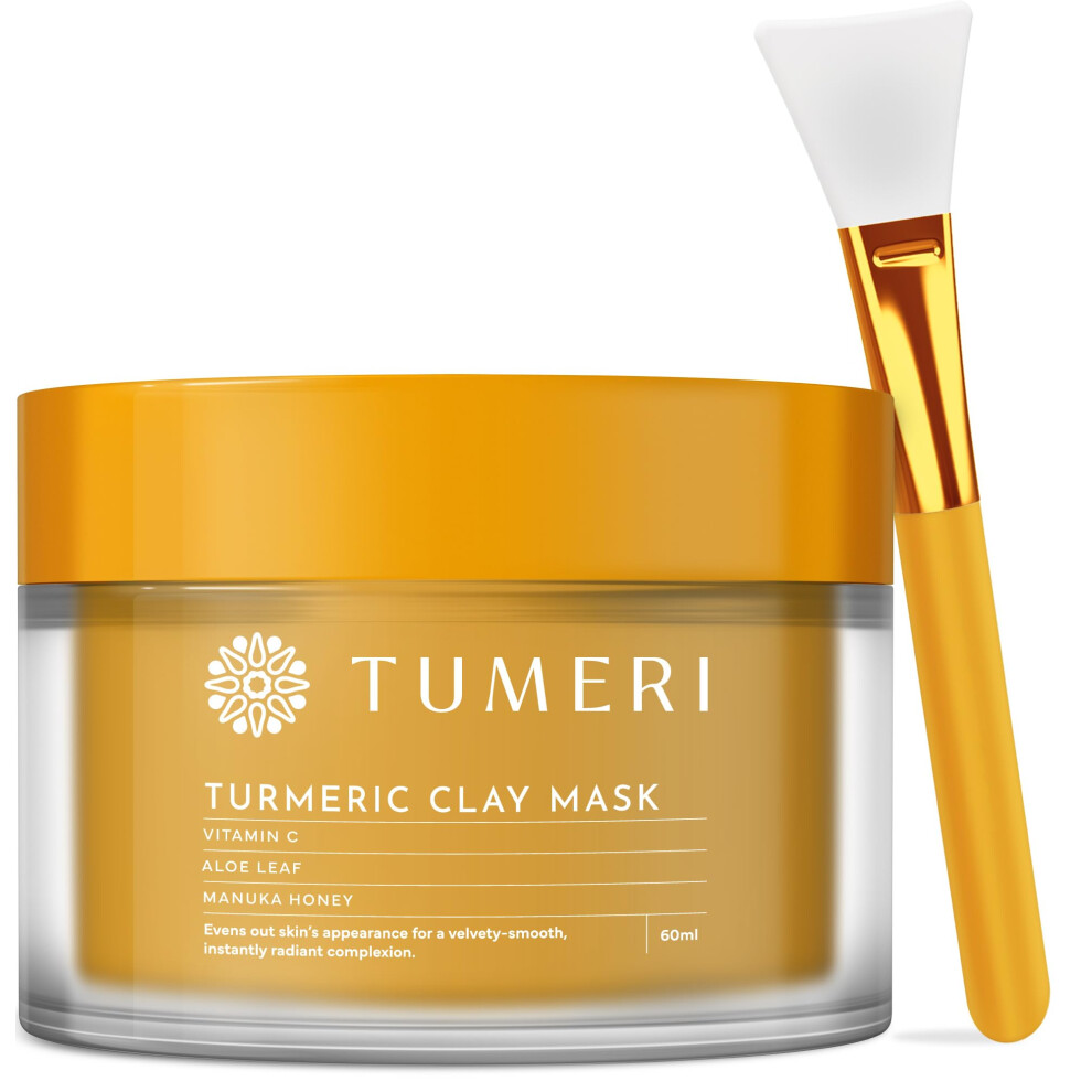 TUMERI Turmeric Clay Mask for Facial Skin Care - Turmeric with Vitamin C Clay Mask with Manuka Honey - Facial Mask for Dark Spots Scarring and C