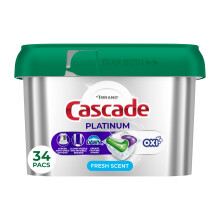 Cascade Platinum + Oxi Astianpesukone Pods Astianpesukone Pesuaine Astianpesuaine Saippua Fresh 34 Count