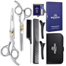 Equinox Professional Hair Scissors Set - Premium Essential Kit Includes Hair Cutting Scissors Thinning Shears Straight Razor Basic Comb Clea