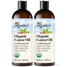 Sky Organics 16oz Rizinusl mit Packungen | Wiederverwendbare Bio-Rizinusl-Packung | Verstellbare elastische Trger aus Baumwolle, langlebig, einfac
